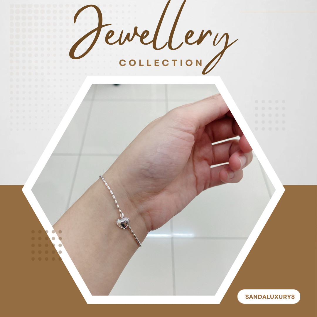 Silver Heart Charm Bracelet  -  Silver Bracelet  - Heart Bracelet -  Love Bracelet - Women's Bracelet -  Anniversary Gift -  Gift for Her -   SANDALUXURY8