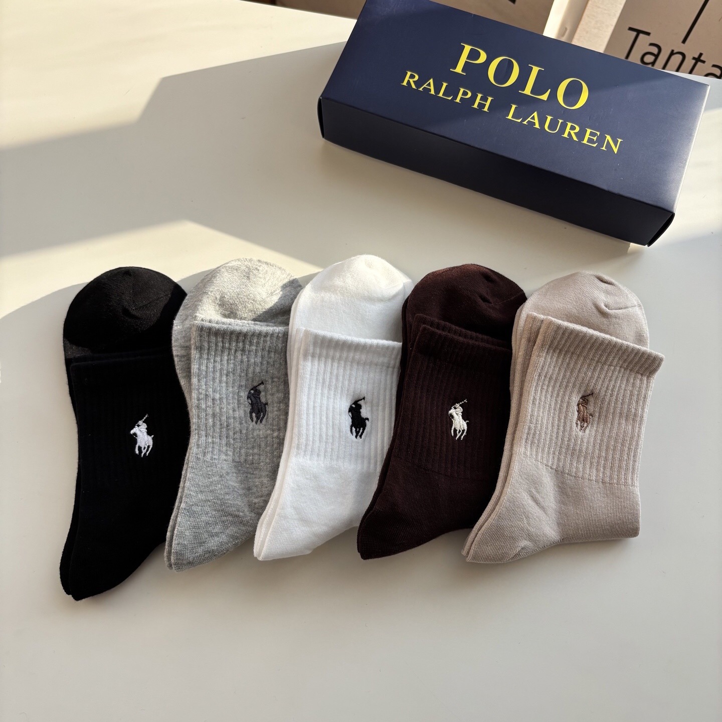 POLO RALPH LAUREN 駿馬刺繡純棉中筒襪（一套5對）