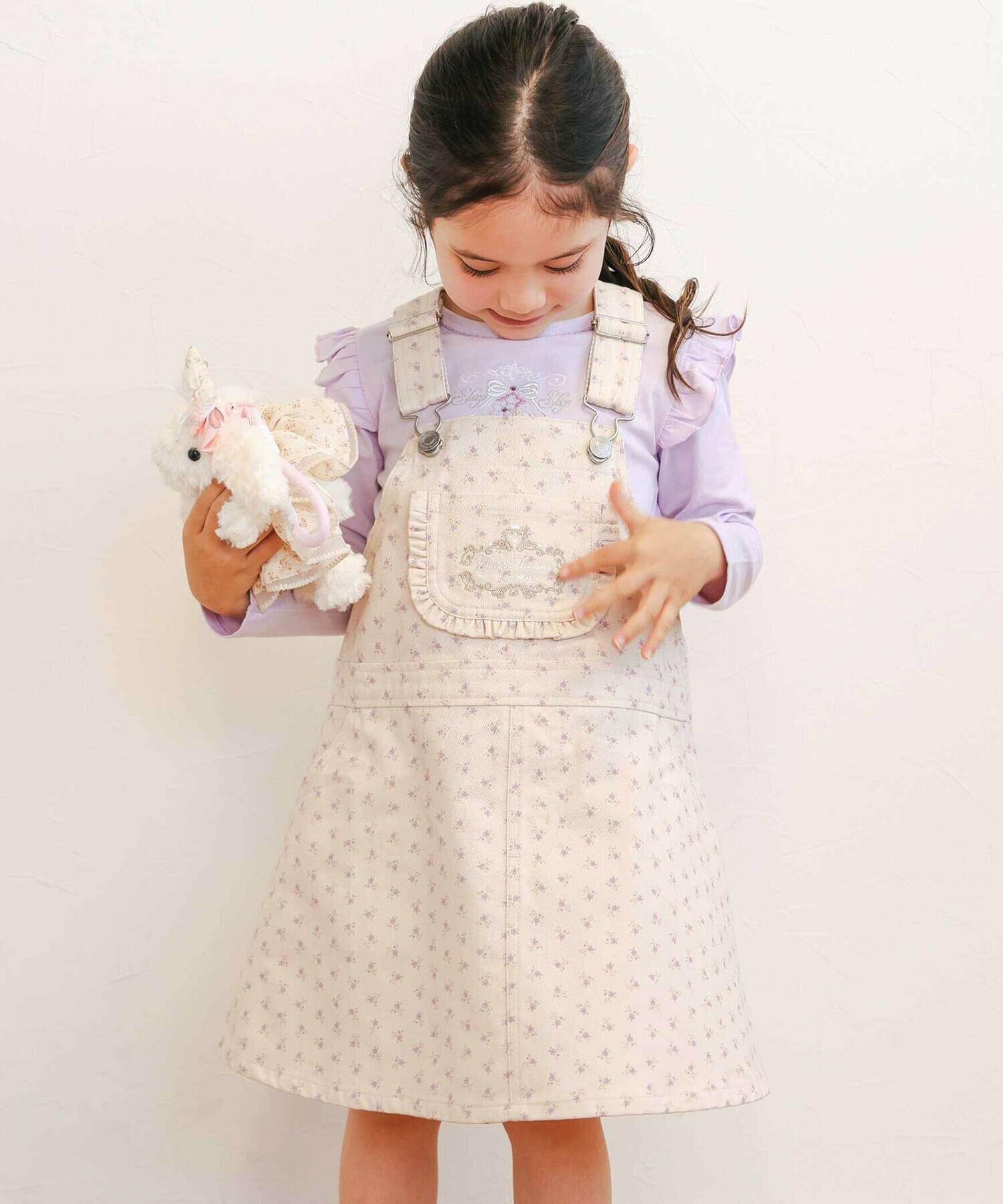 🆕【⭐訂購⭐】  日本直送🌀牛仔/斜紋布 碎花 刺繡 A-line #背帶裙🌀[ELDA-0023][260418]