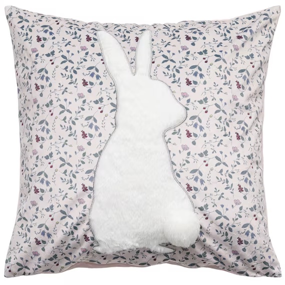 【現貨】日本直送 Botanical 碎花立體毛毛兔尾抱枕套 (45x45cm) - 玫瑰粉