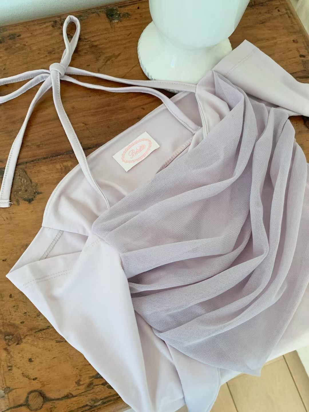  【 🫧一見鐘情♡延續大熱透紗～💭夢幻色調！親膚感網紗掛頸上衣💜 】 Dream Double Layer Top(三色入)