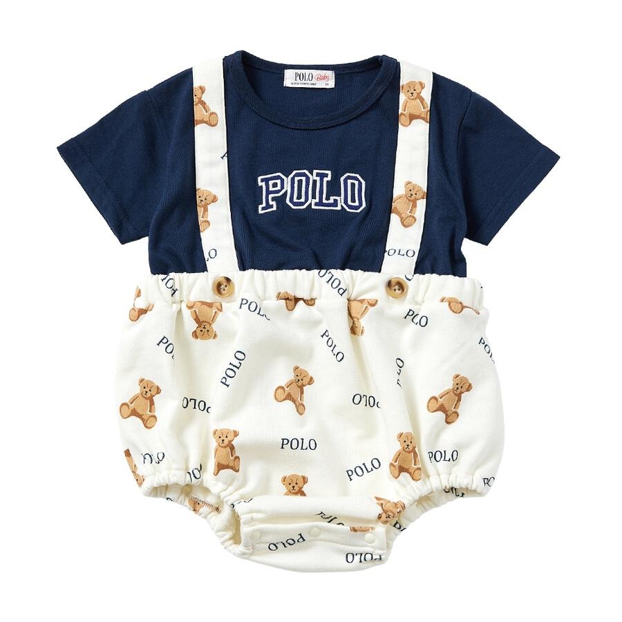 Polo Baby 拼色吊帶連身衣 70/80cm