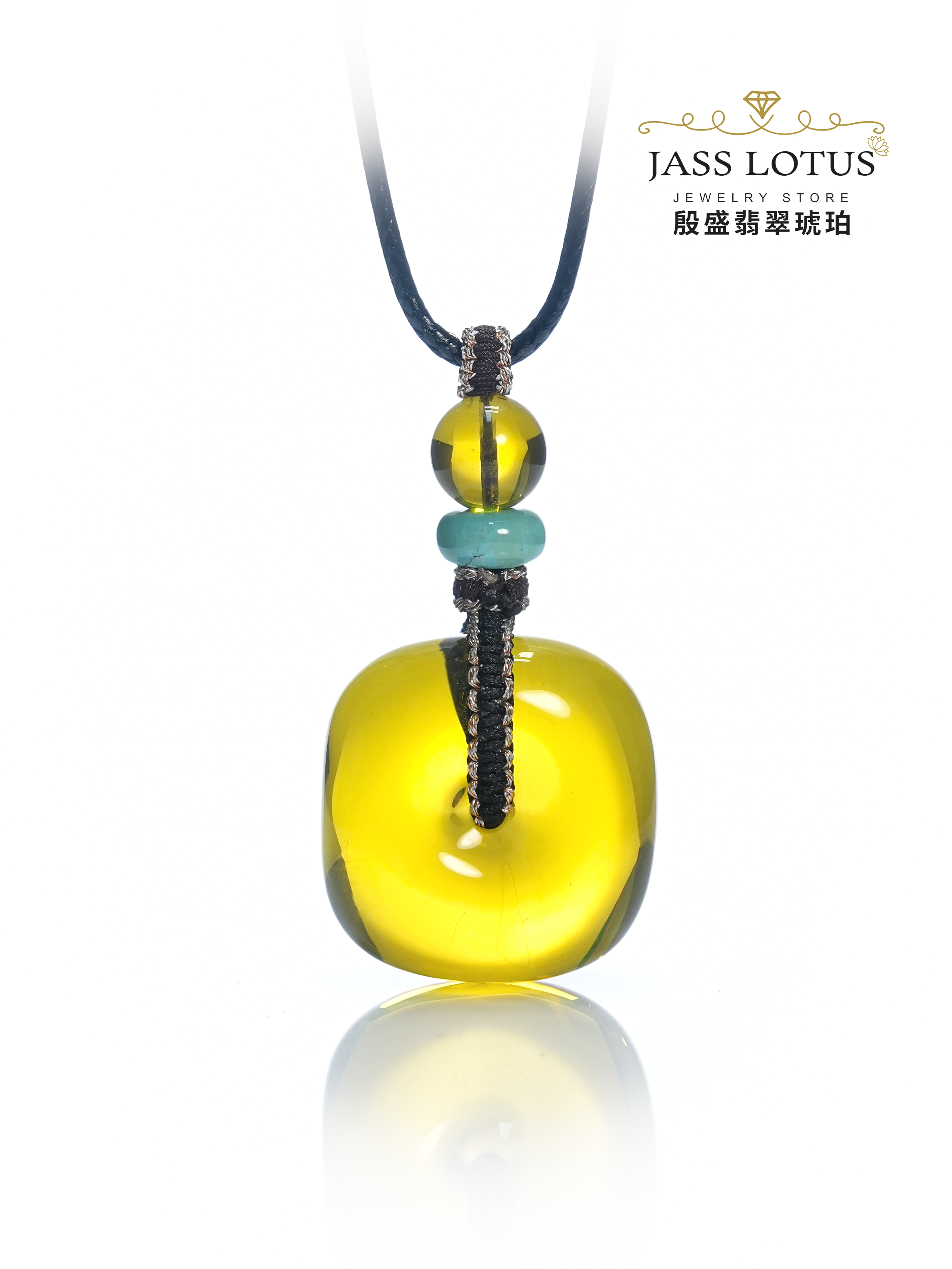 緬甸天然琥珀淨水綠茶珀方扣吊墜