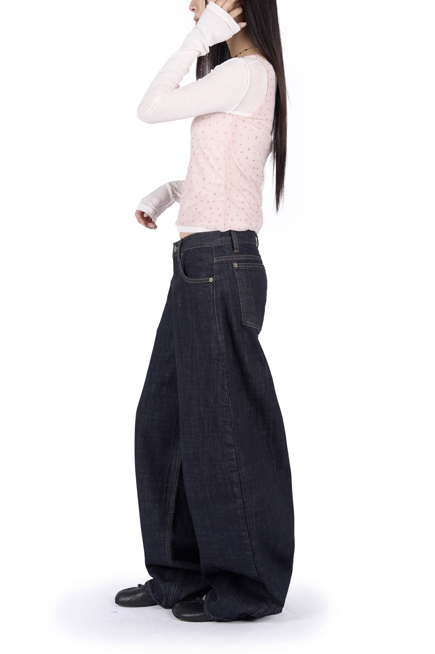 Raw Low Wide Denim Pants