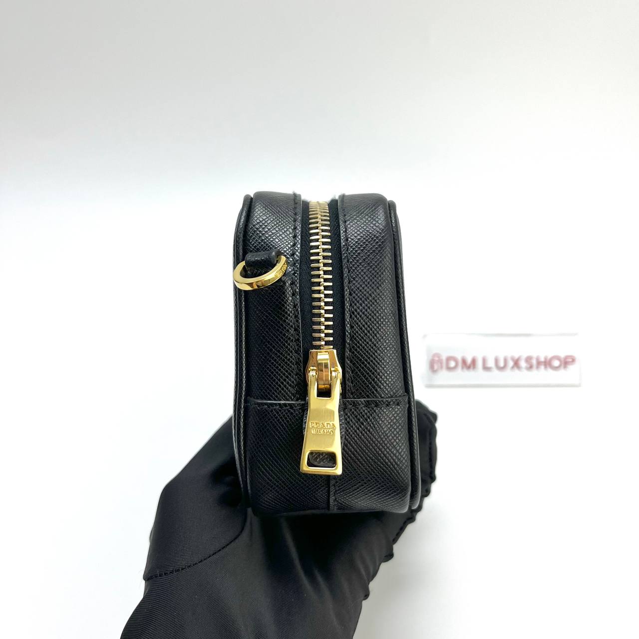 Prada Saffiano Black Mini Camera Bag GHW