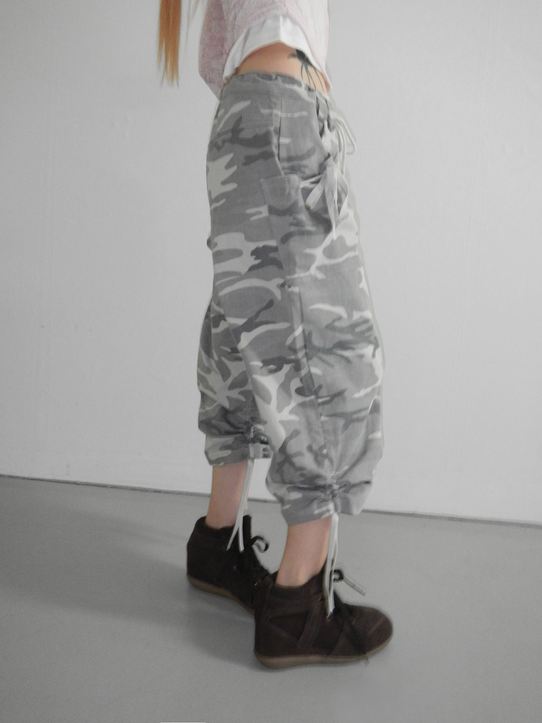 Camo Drawstring Cargo Capris