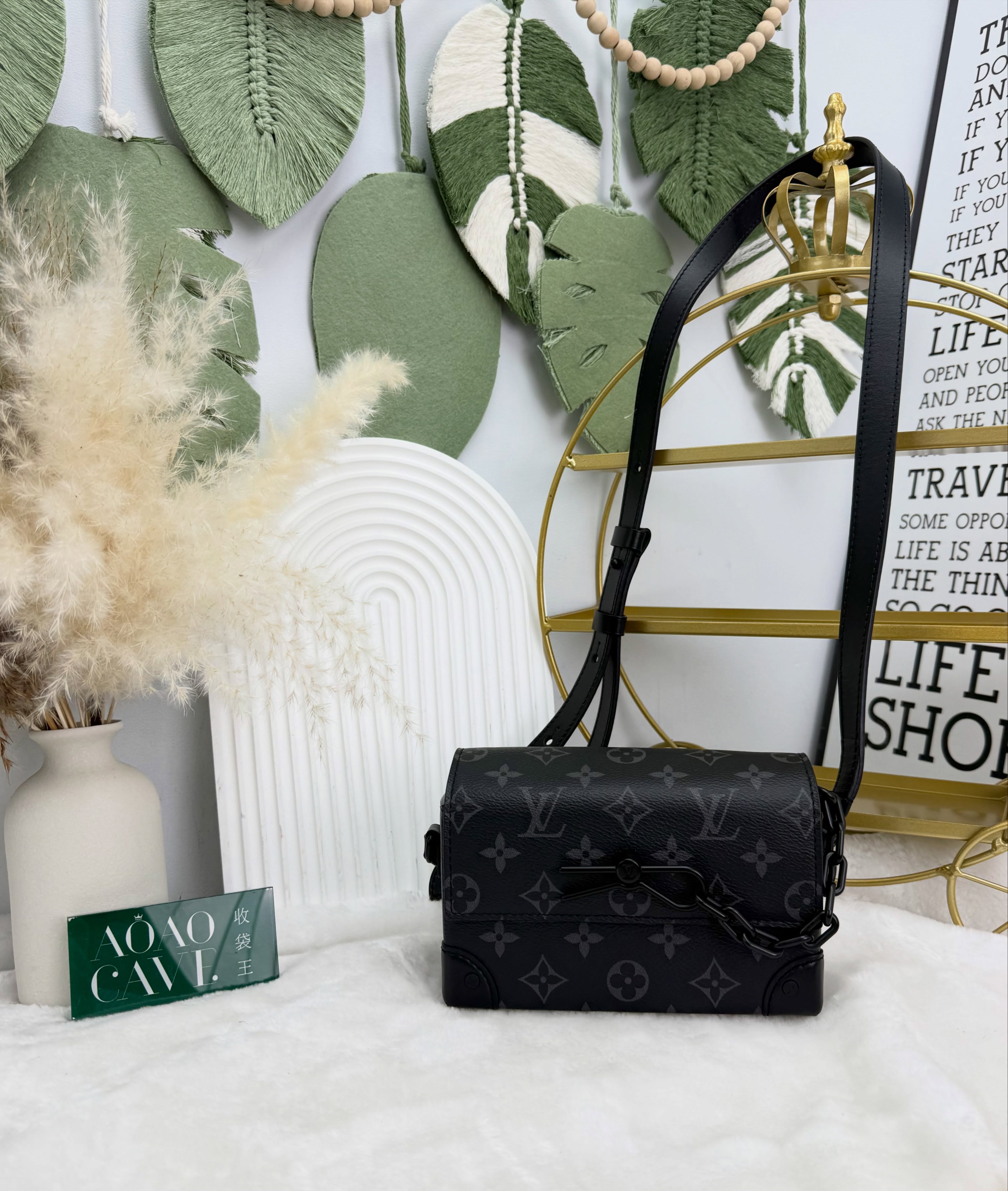 LV🛍️PRE OWNED 👜黑色老花 Steamer 晶片款 單肩斜肩包 有塵袋有盒🖤