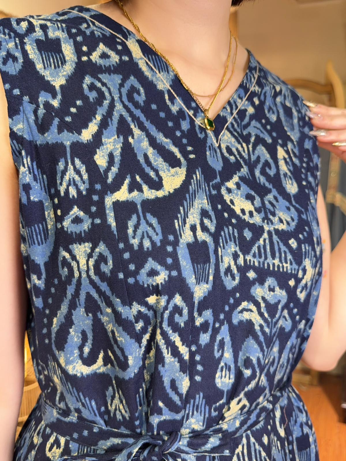 2178 Navy Blue V-Neck Totem Sleeveless OP 40"