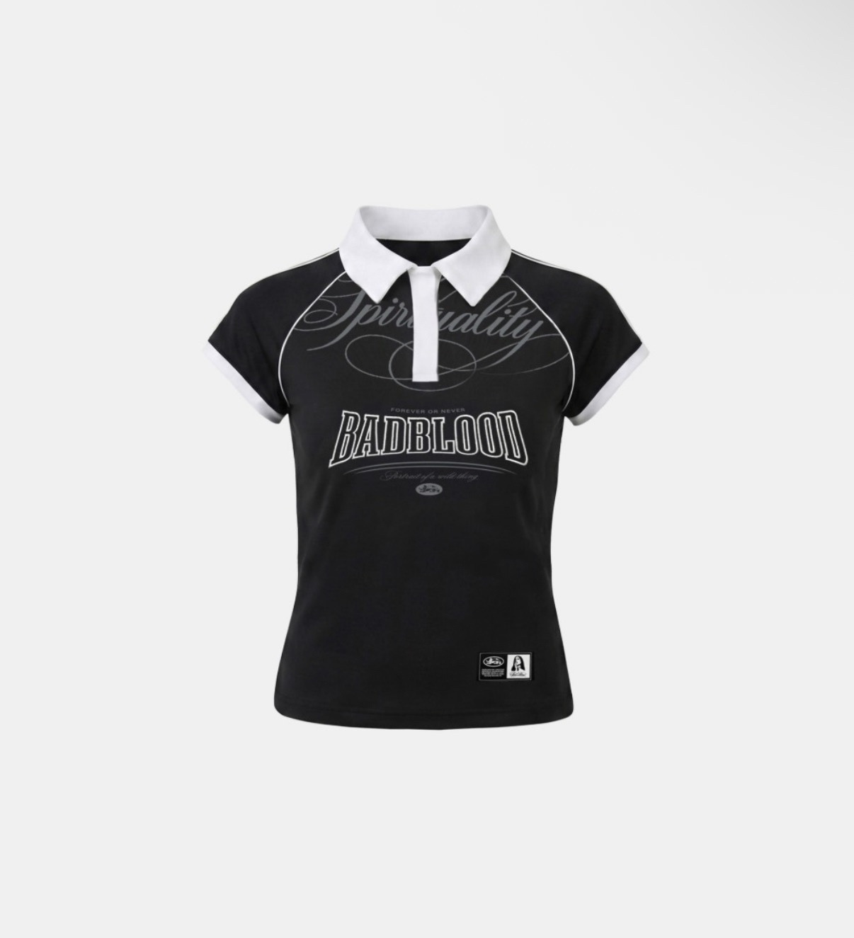 BADBLOOD新款 [w-tee26-159] 90s Vintage Club Jersey Polo T-Shirt - Black