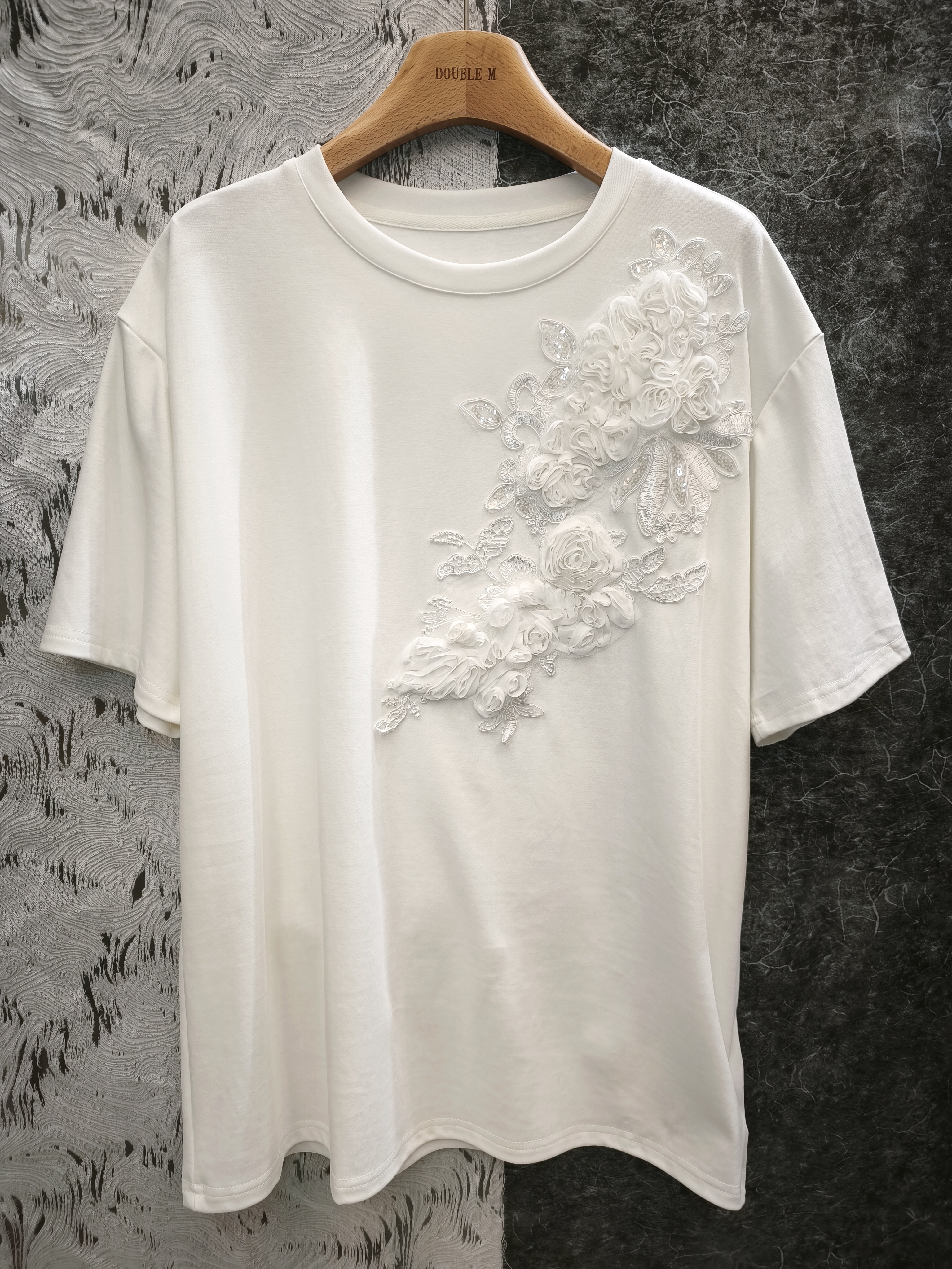 珠片立體花T