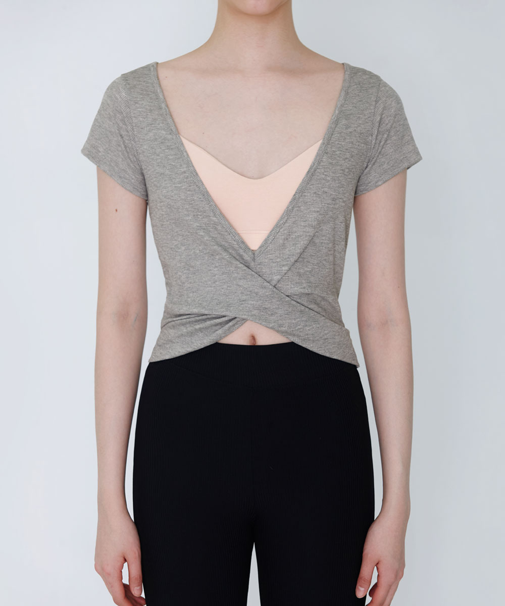 預購_DEVI-T0158 Release twist short sleeve by Devi wear