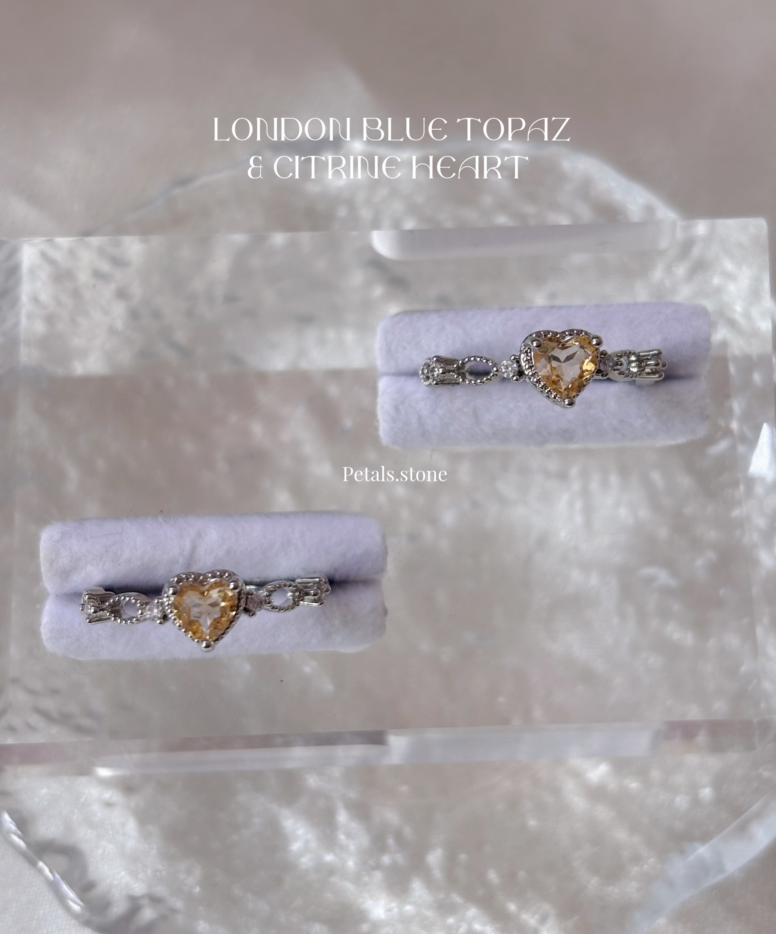 London Blue Topaz & Citrine Heart Ring💍 |  倫敦藍托帕石 黃水晶