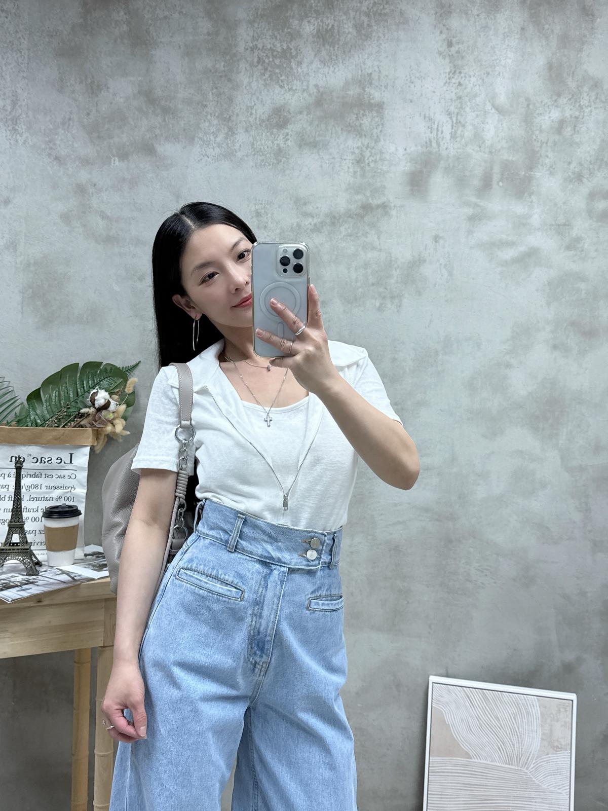 假兩件雙拉鏈Top