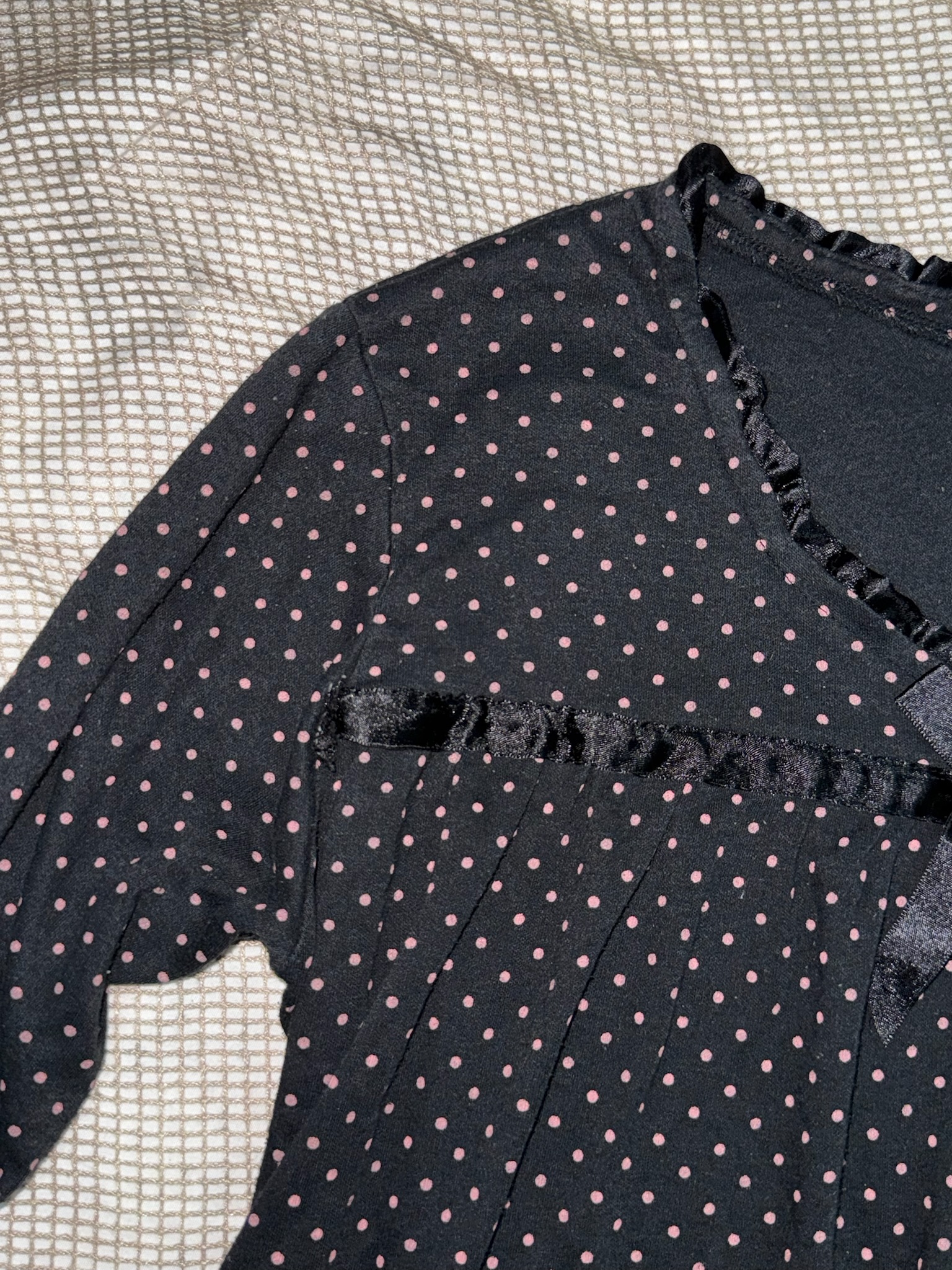 Coquette Grunge Polka Dot Long-Sleeve