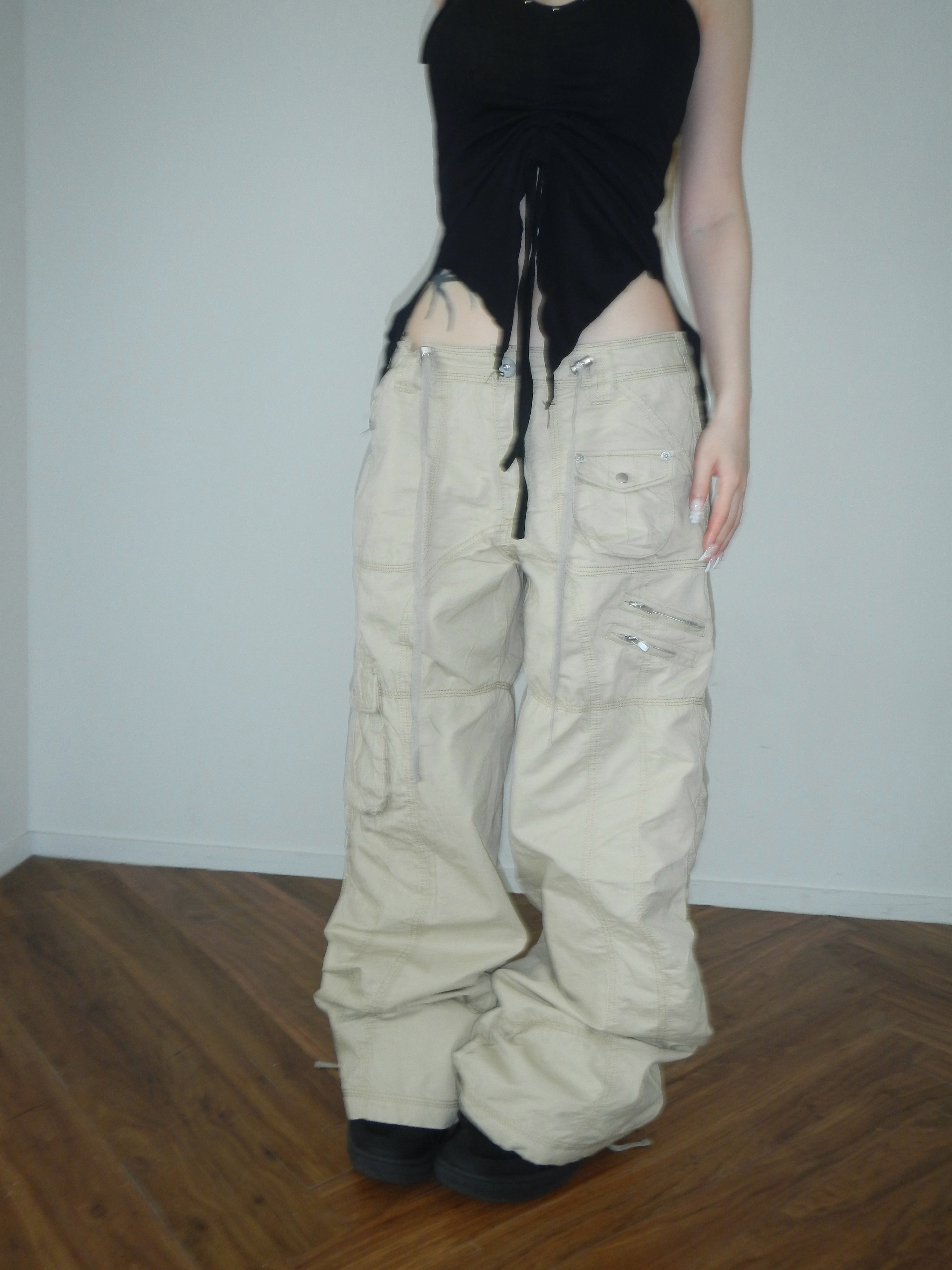 Retro Low-Rise Loose Cargo Pants