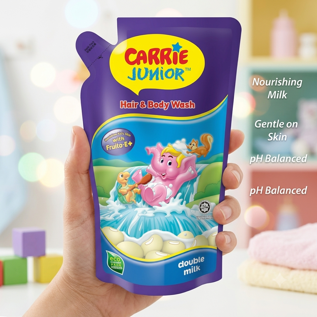 Carrie Junior Baby Hair & Body Wash Refill Pack - 500g - DOUBLE MILK
