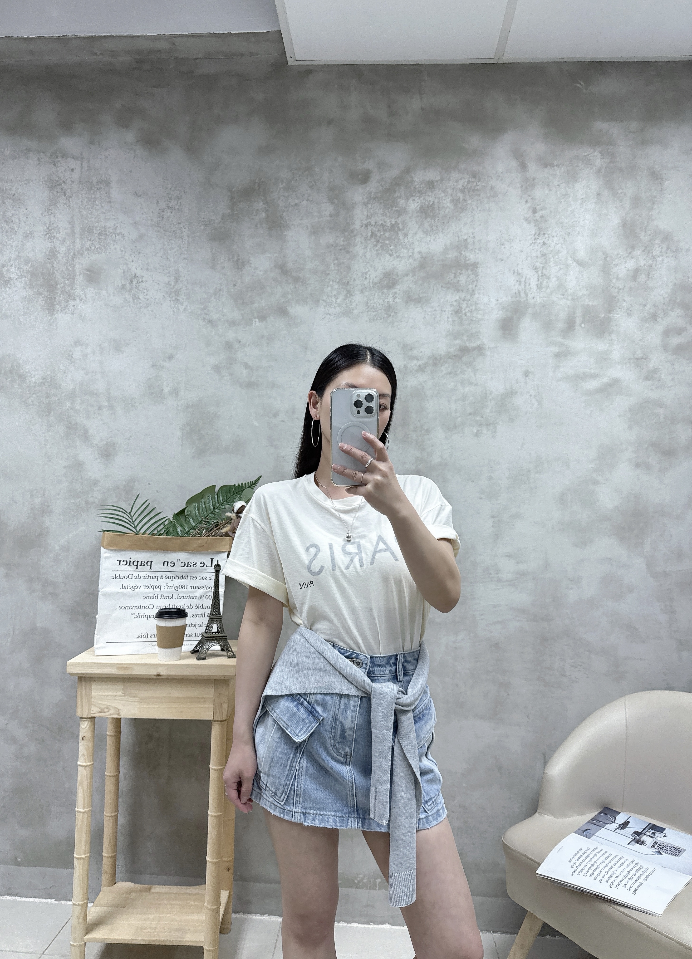 C16 雙袋牛仔裙褲