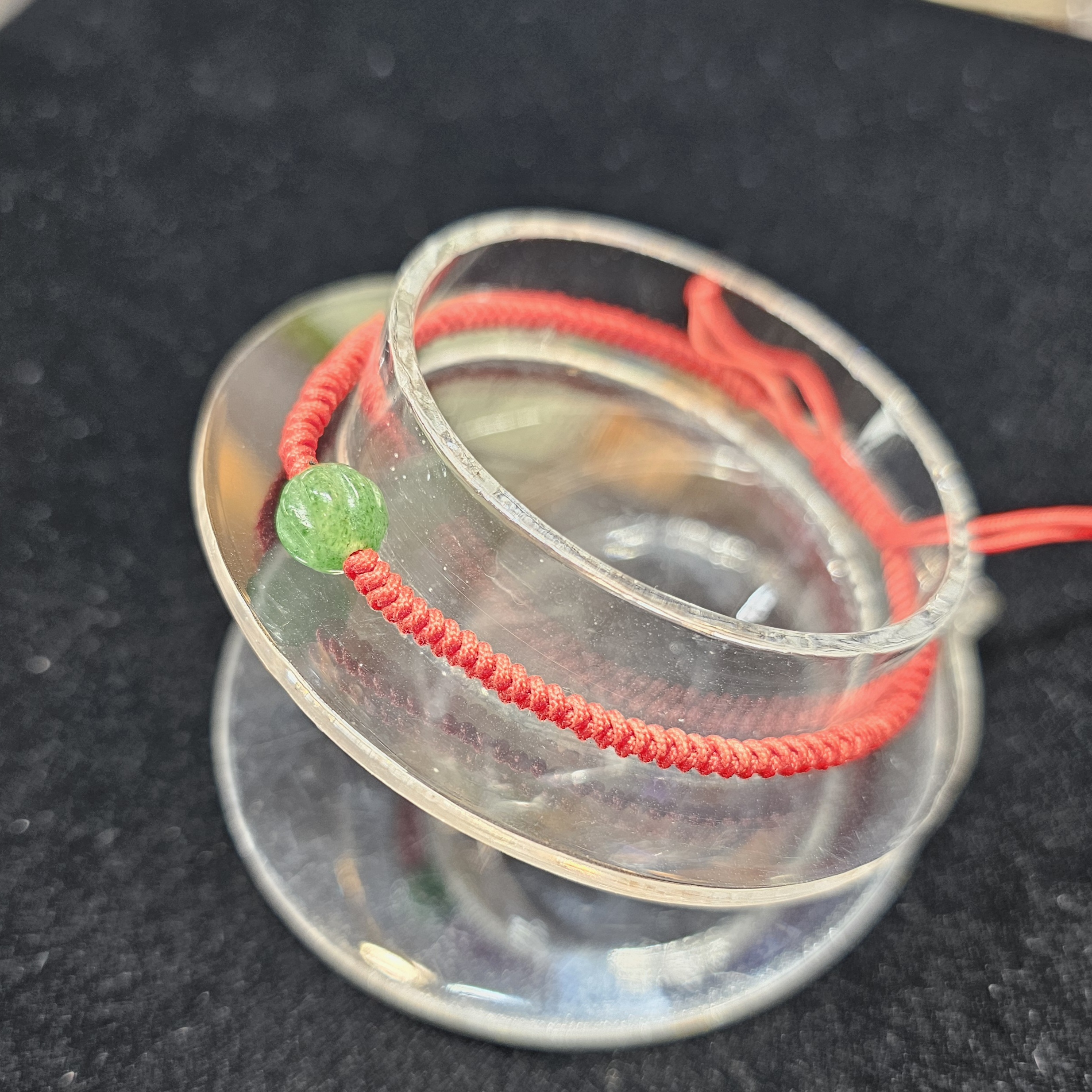 綠東寧直紋珠8mm織繩手鏈