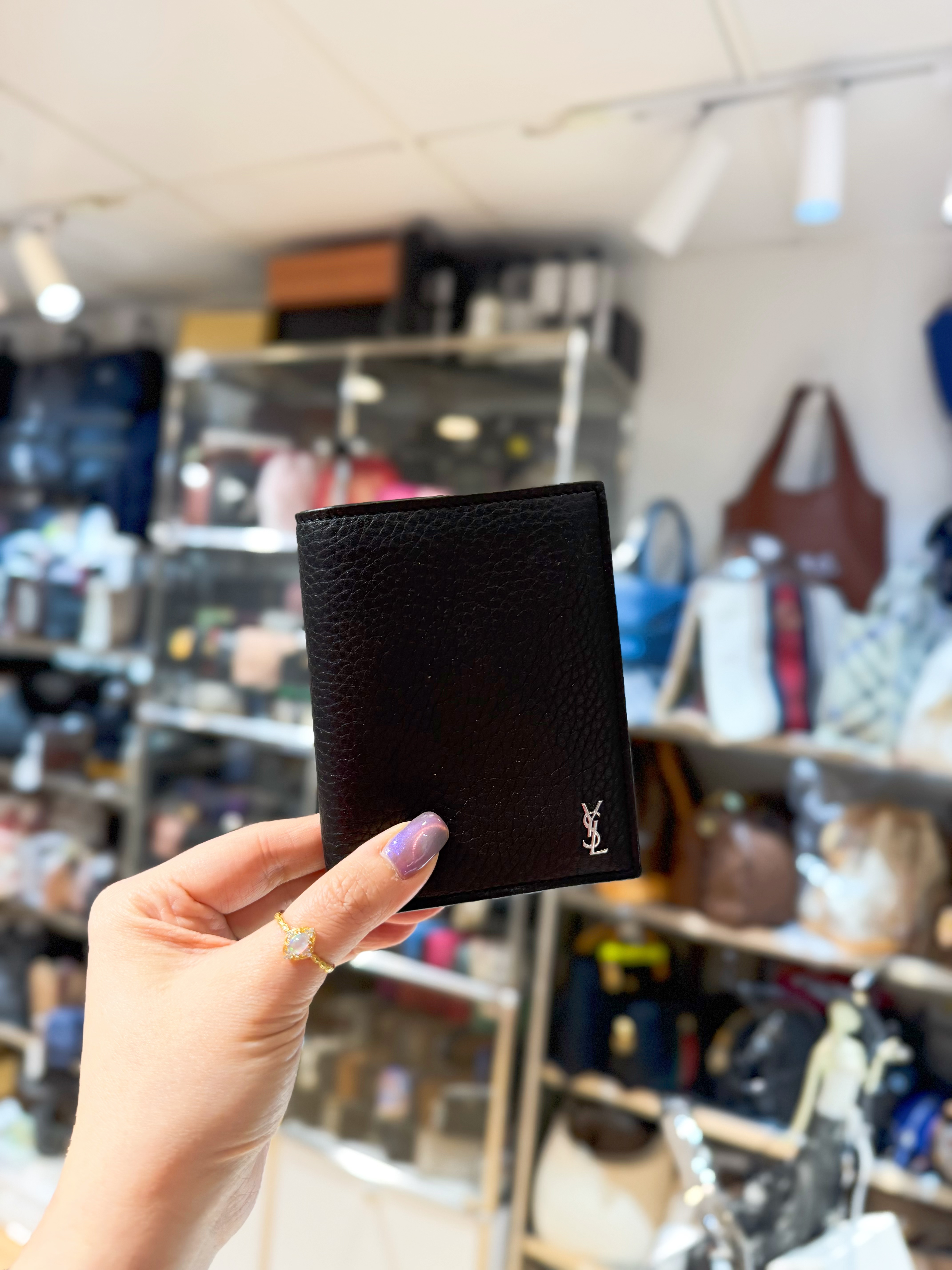 YSL slim bi fold wallet blk