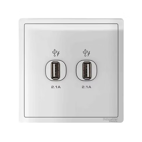 施耐德 Pieno 白 2位2.1A USB充電 插座