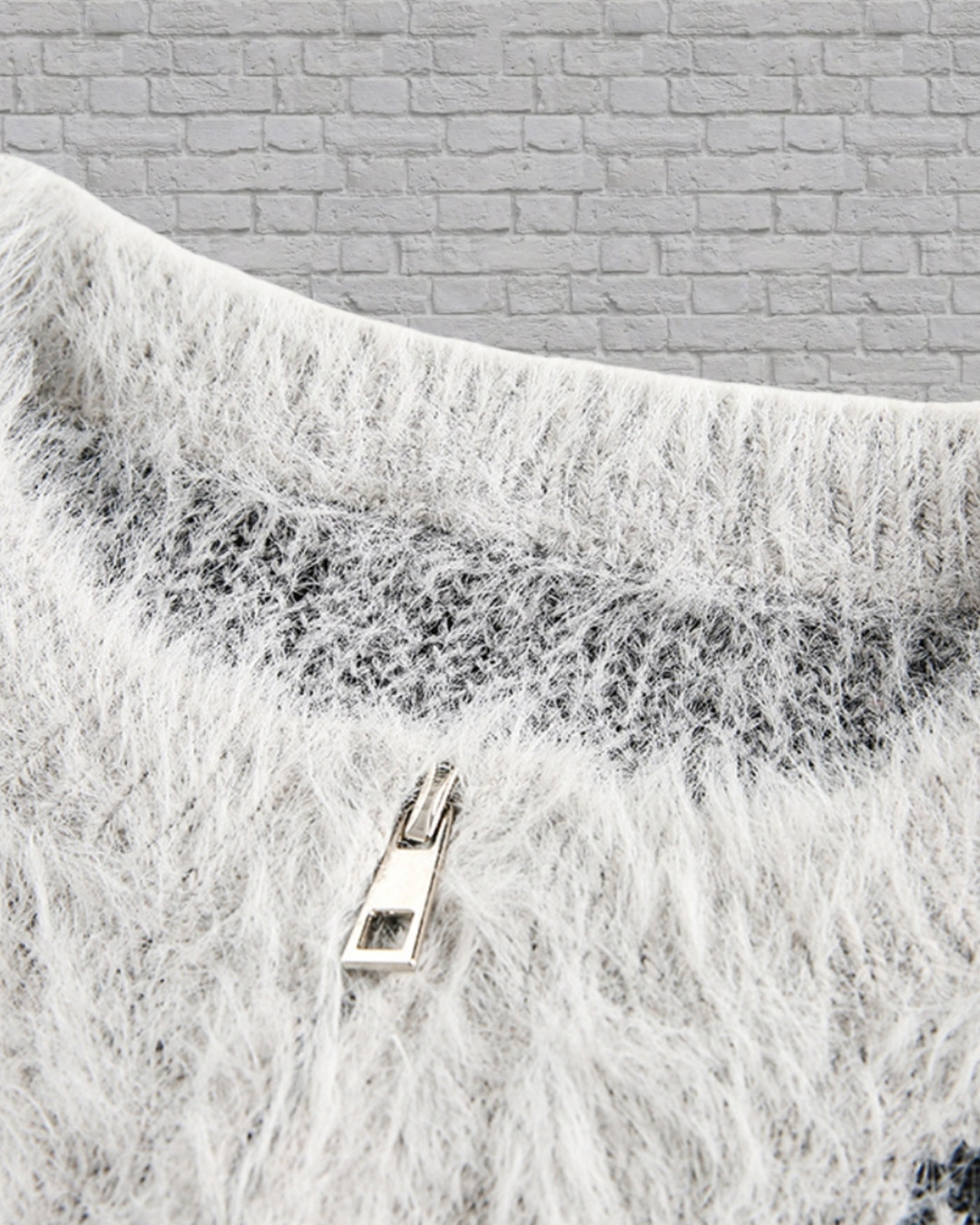 W2408蝴蝶提花海馬毛拉鍊外套