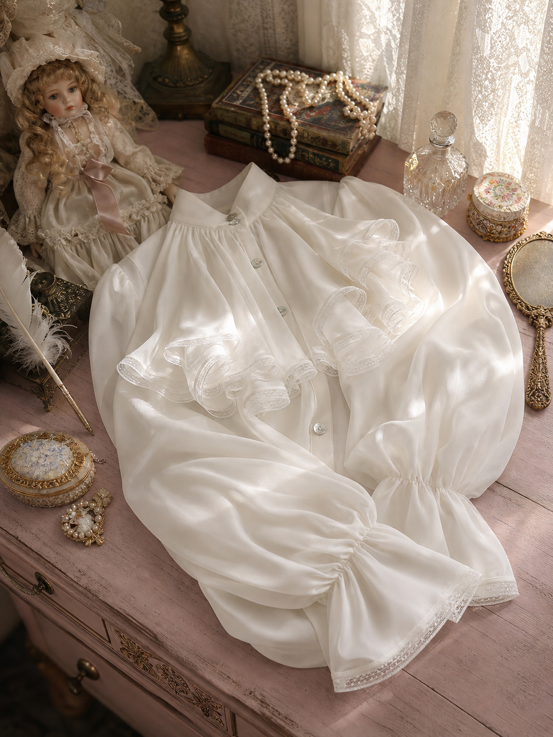 經典電影蕾絲荷葉領巾小王子貴族襯衫 The Little Prince Grand Ruffle Lace Blouse
