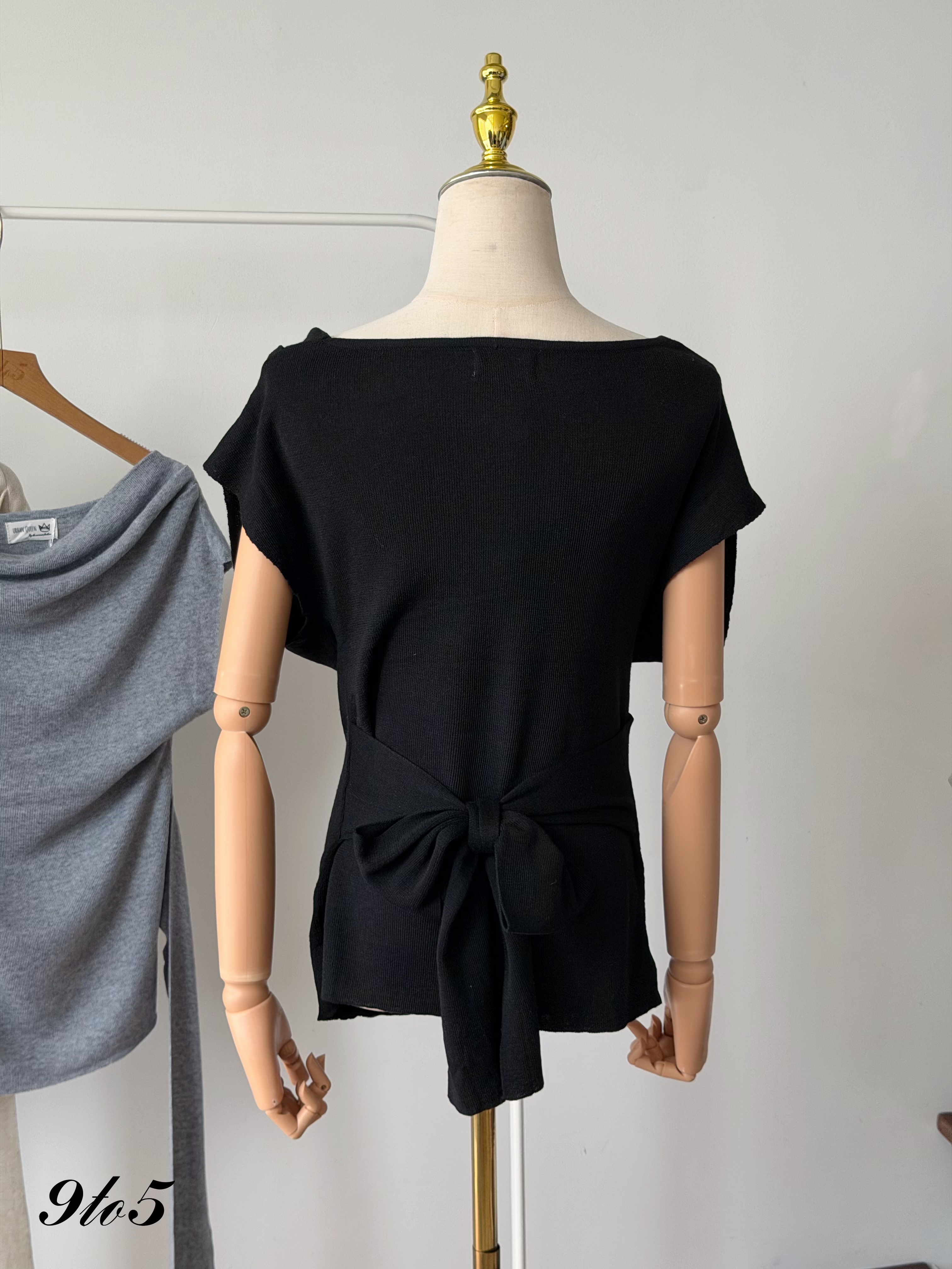 T4525 Boat Neck Tie-waist Knit Top - 4 Colors 