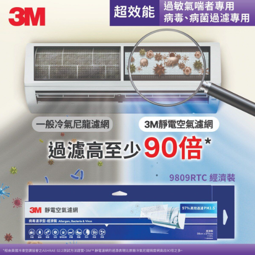 9809RTC/3M 靜電空氣濾網-病毒濾淨型-經濟裝