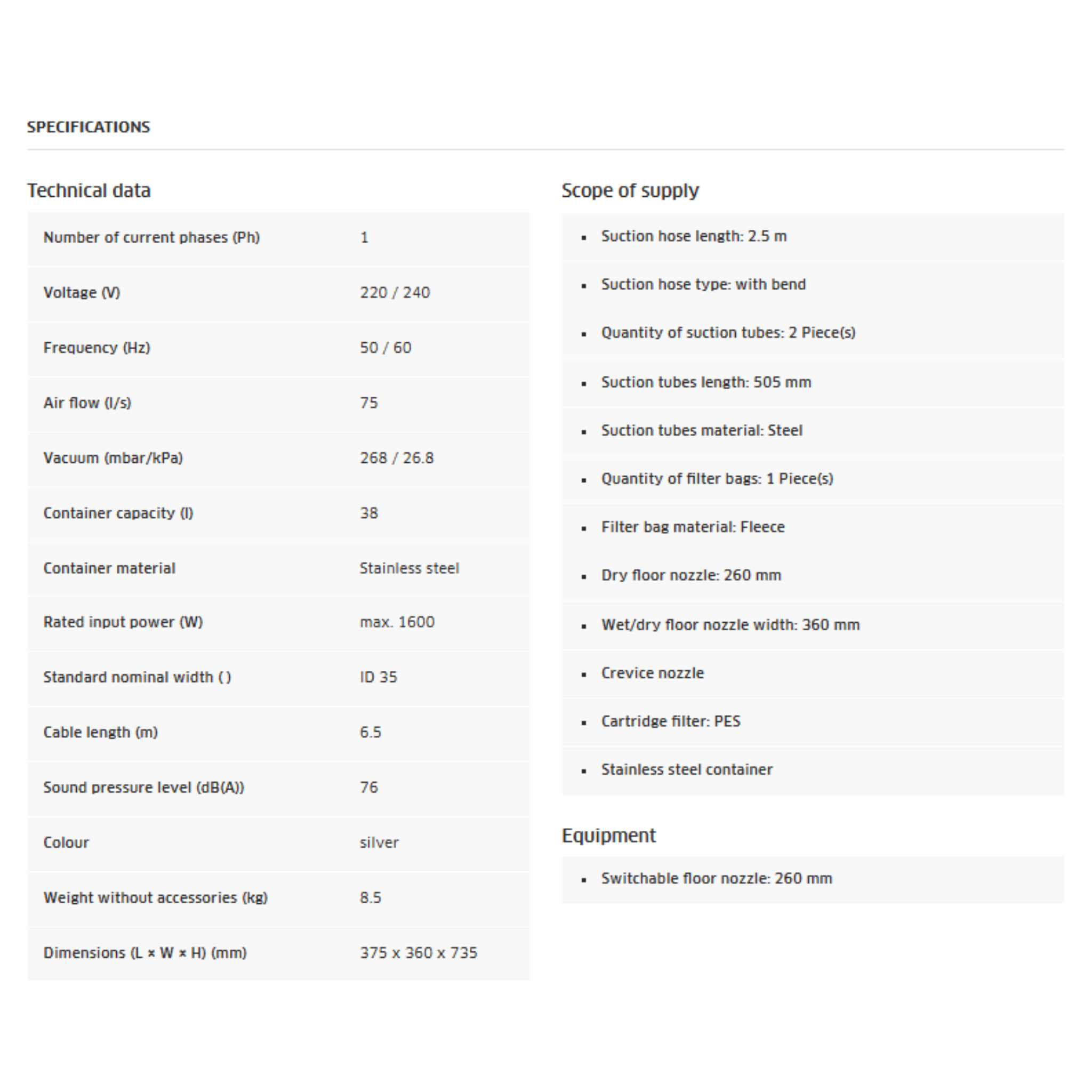 Karcher NT 38/1 Me Classic Wet & Dry Vacuum Cleaner (NT 38/1)