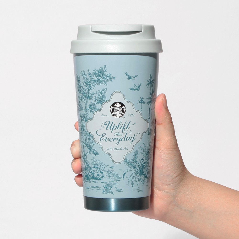 《日本🇯🇵 STARBUCKS 2026 Happy Spring Days 限定系列》不鏽鋼粉藍彩繪保溫杯 473ml