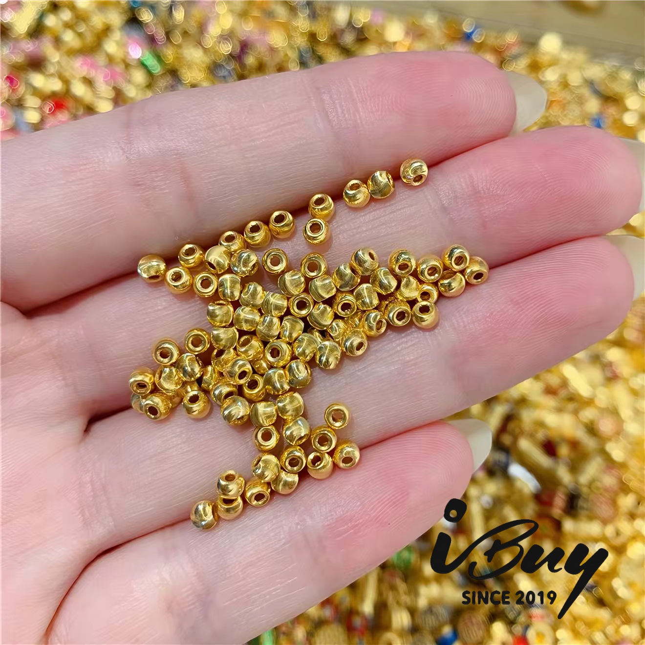 999 GOLD 3MM CAT EYE BEAD (2PCS) 999 金 3MM 猫眼路路通串咀(2PCS)