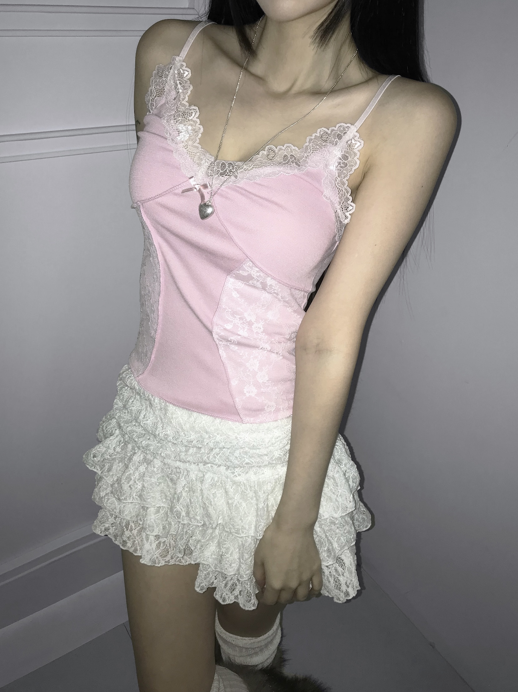 Tiered Ruffled Lace Mini Skirt