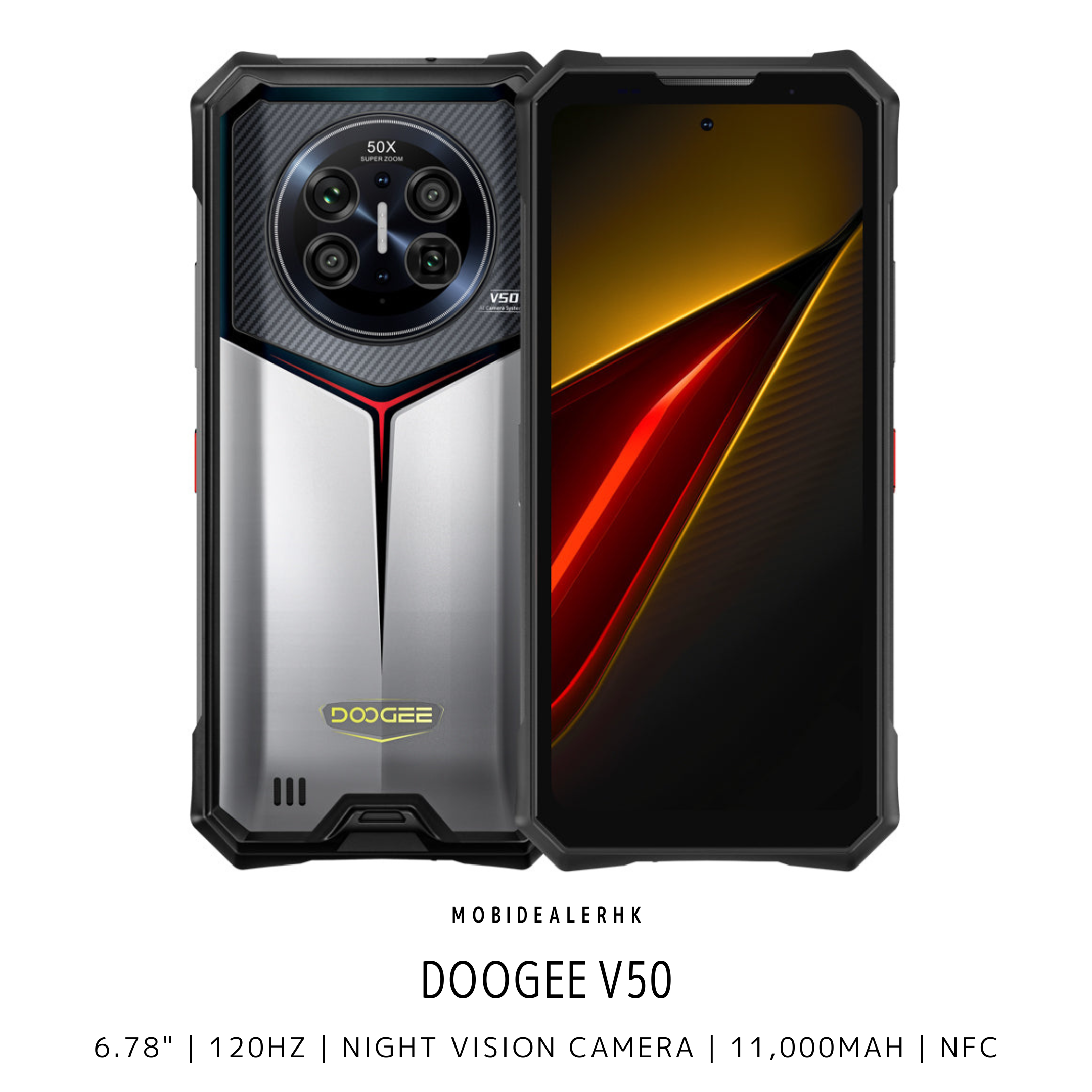 Doogee V50 | 道格 V50 | 5G | 三防手機 | 12/16+256/512Gb | 6.78" | 120Hz | 夜視鏡 | 11,000mAh | NFC