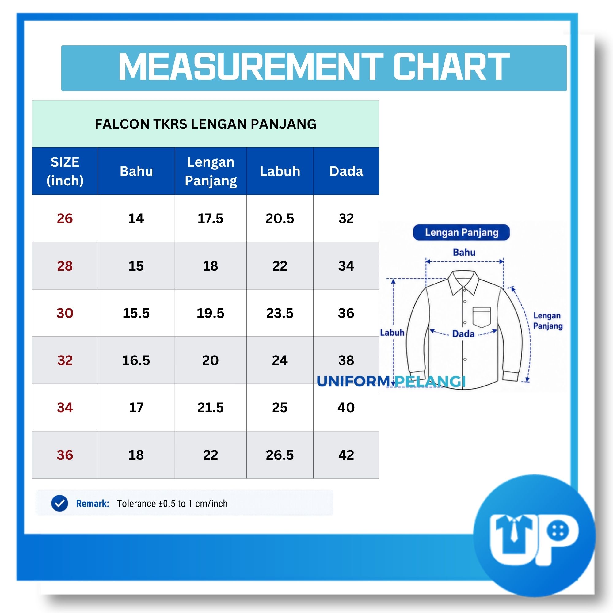 FALCON Kemeja Tunas Kadet Remaja (TKRS) Sekolah Rendah Lengan Pendek / Panjang
