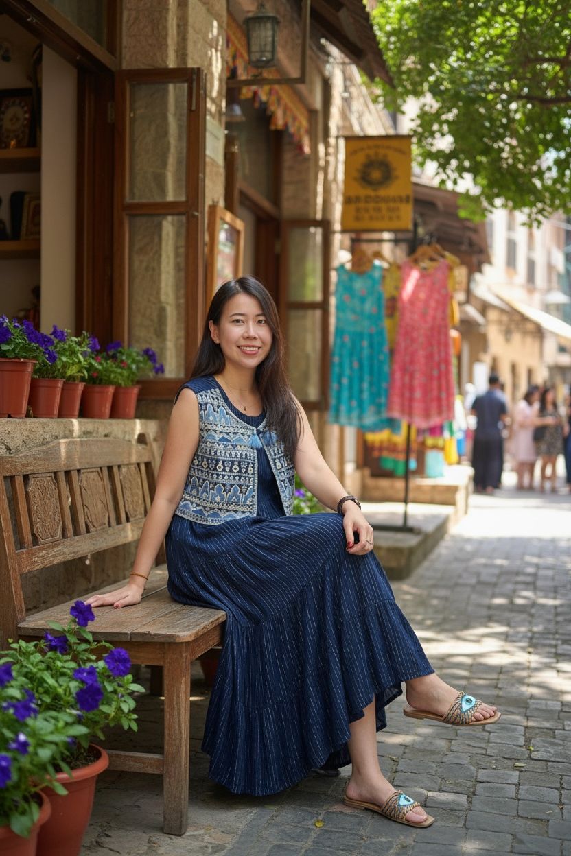 Navy Blue 2 pcs Set (Vest+Sleeveless OP) #1404