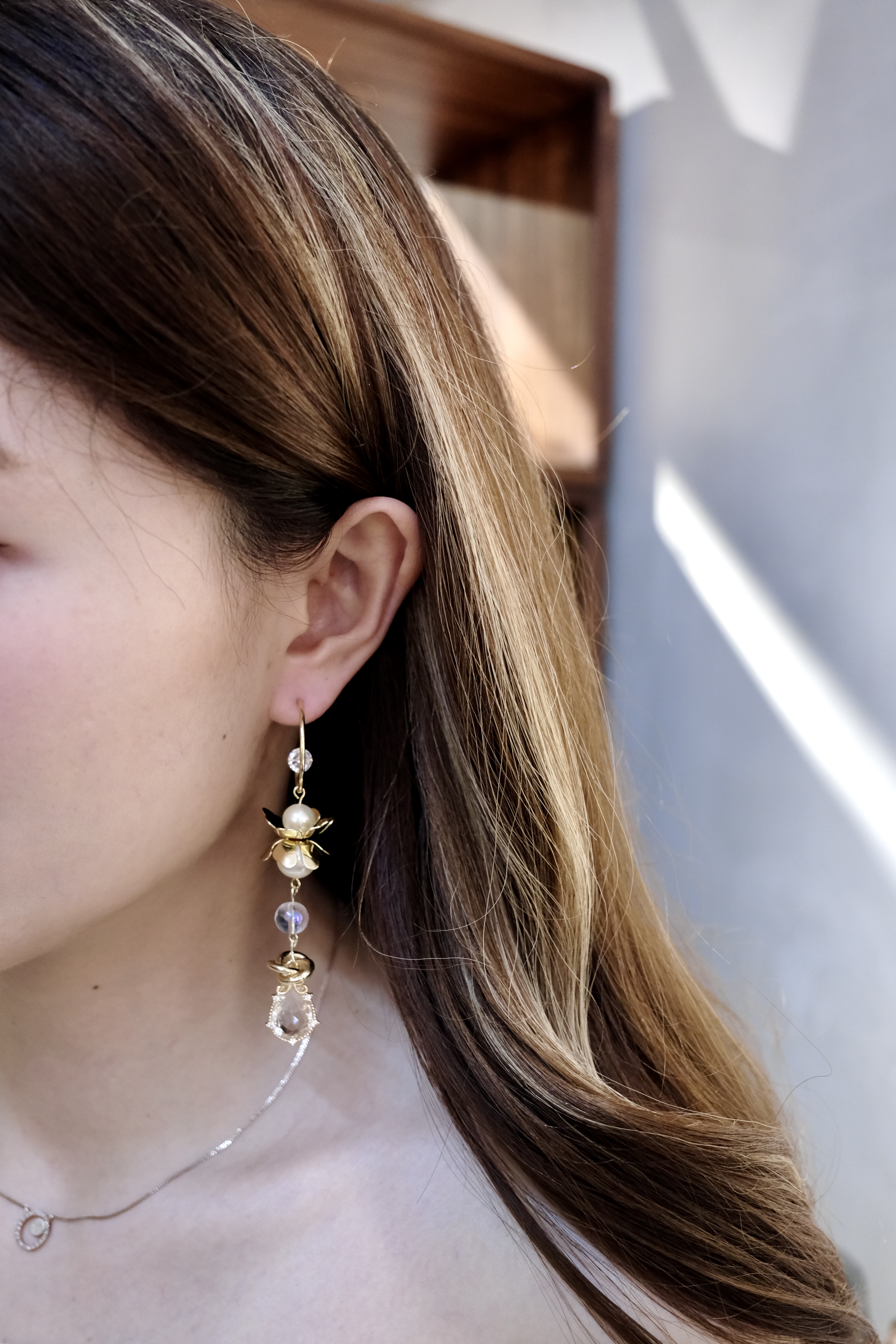 鑽戒花水滴耳環💍