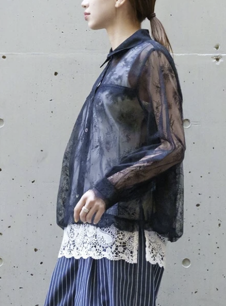 華麗蕾絲襯衫 - 2026 流行穿搭  蕾絲襯衫 春夏時尚穿搭 優雅日常 柔軟舒適 易於配搭 日本直送   #JP-I-260028