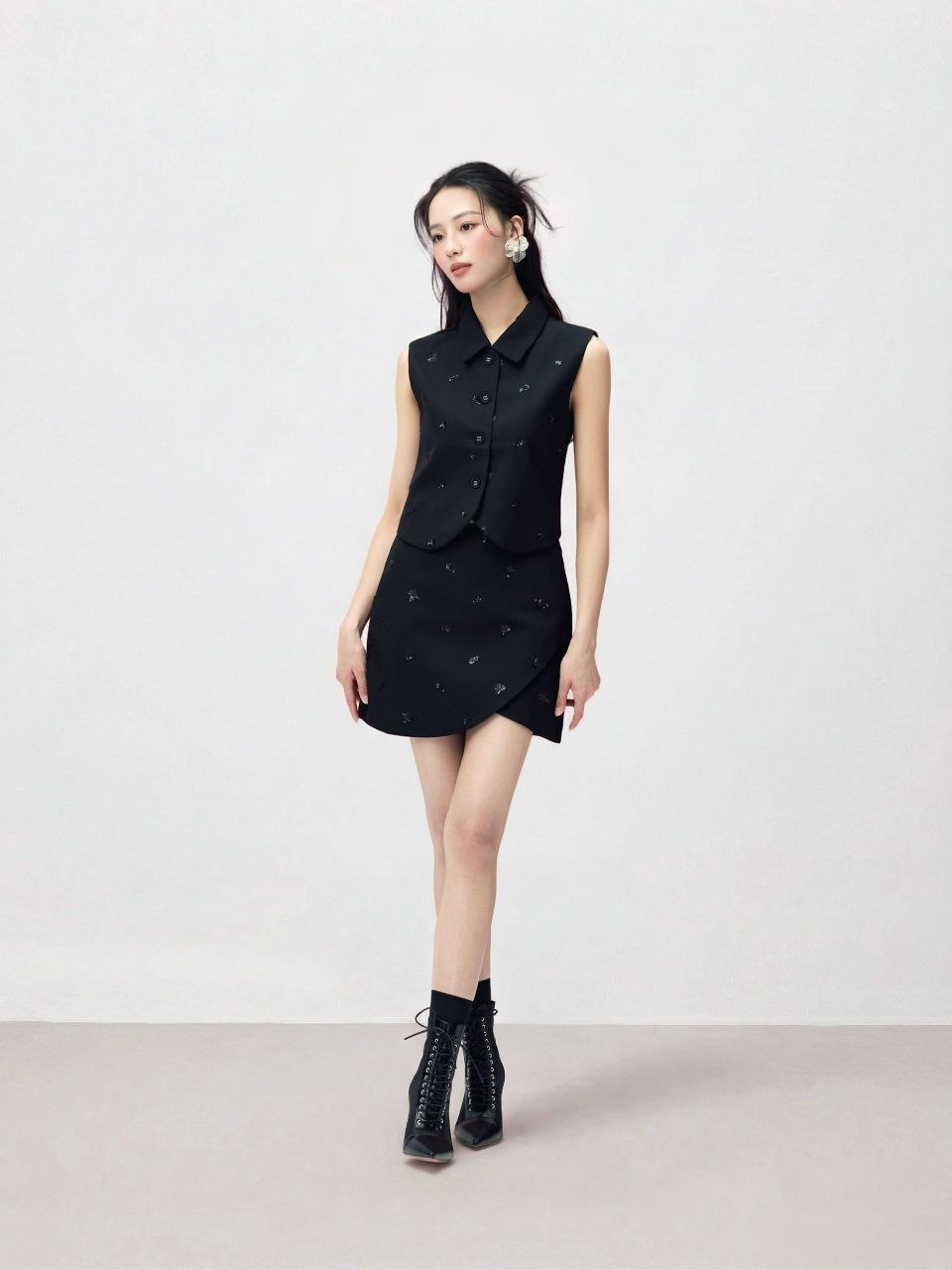 无袖亮片上衣 T0166