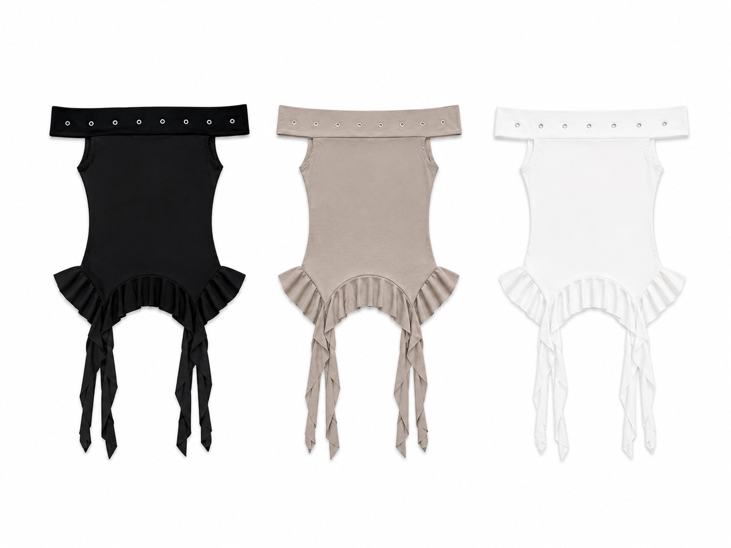 Off-Shoulder Grommet Ruffle Top