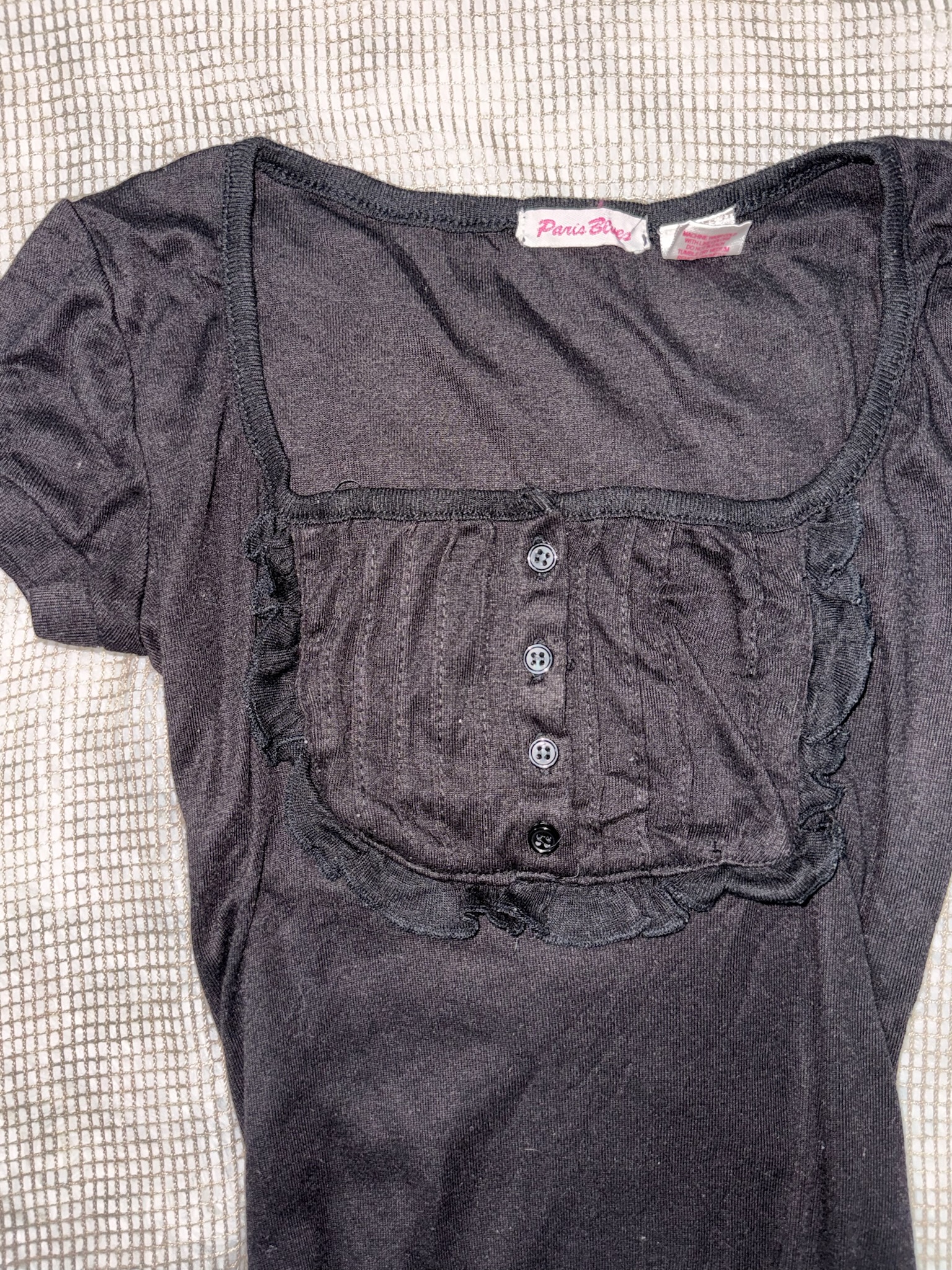 Square Neck Ruffled Button-Front Tee