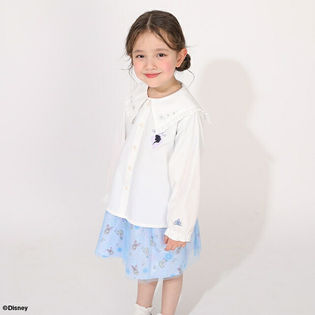 🆕【⭐訂購⭐】 🇯🇵日本直送🌀#DisneyPrincess / #Frozen #Elsa 刺繡蕾絲領襯衫🌀[ELCA-0040][260311]