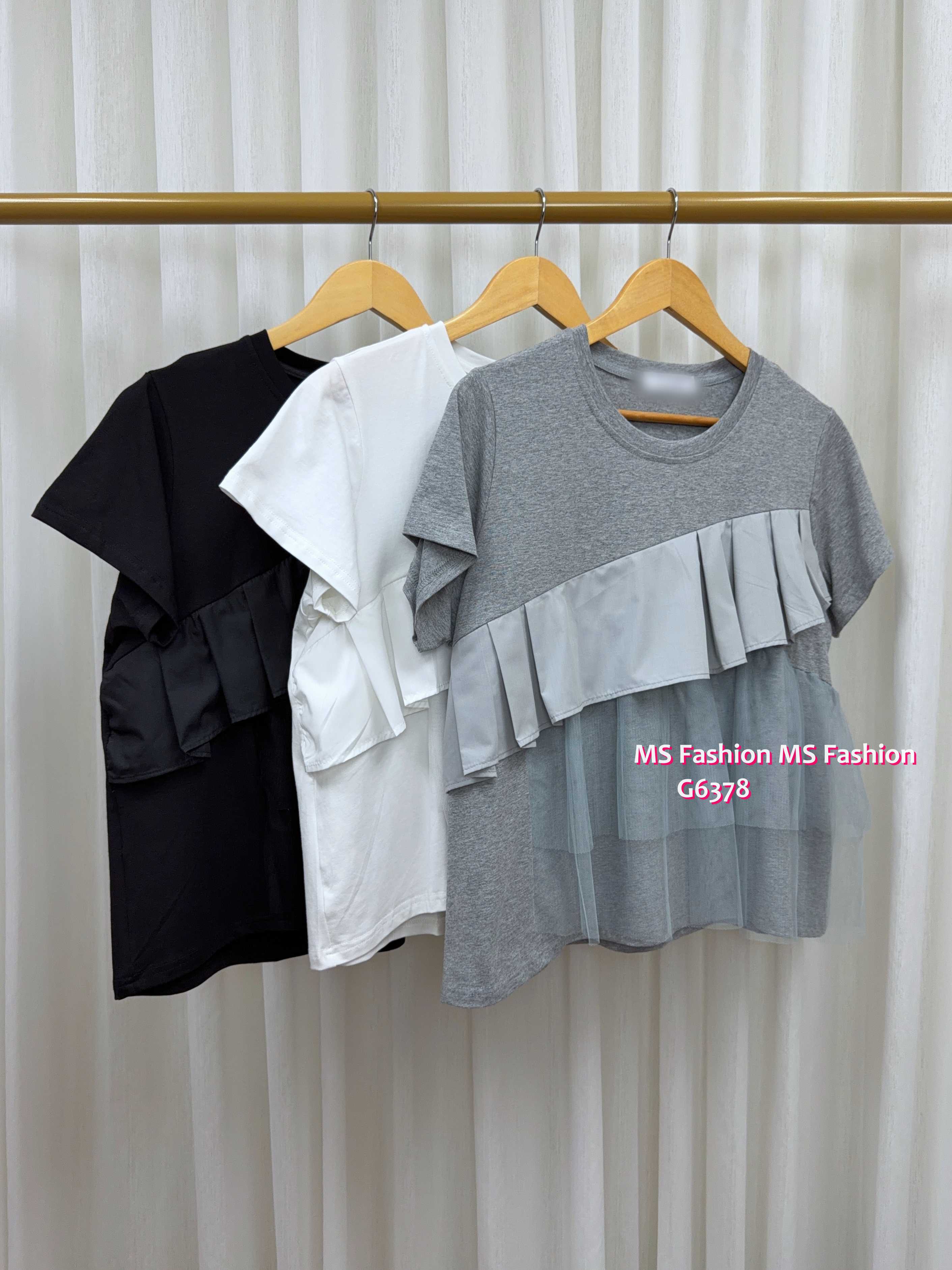 G6378 淨色ruffle top