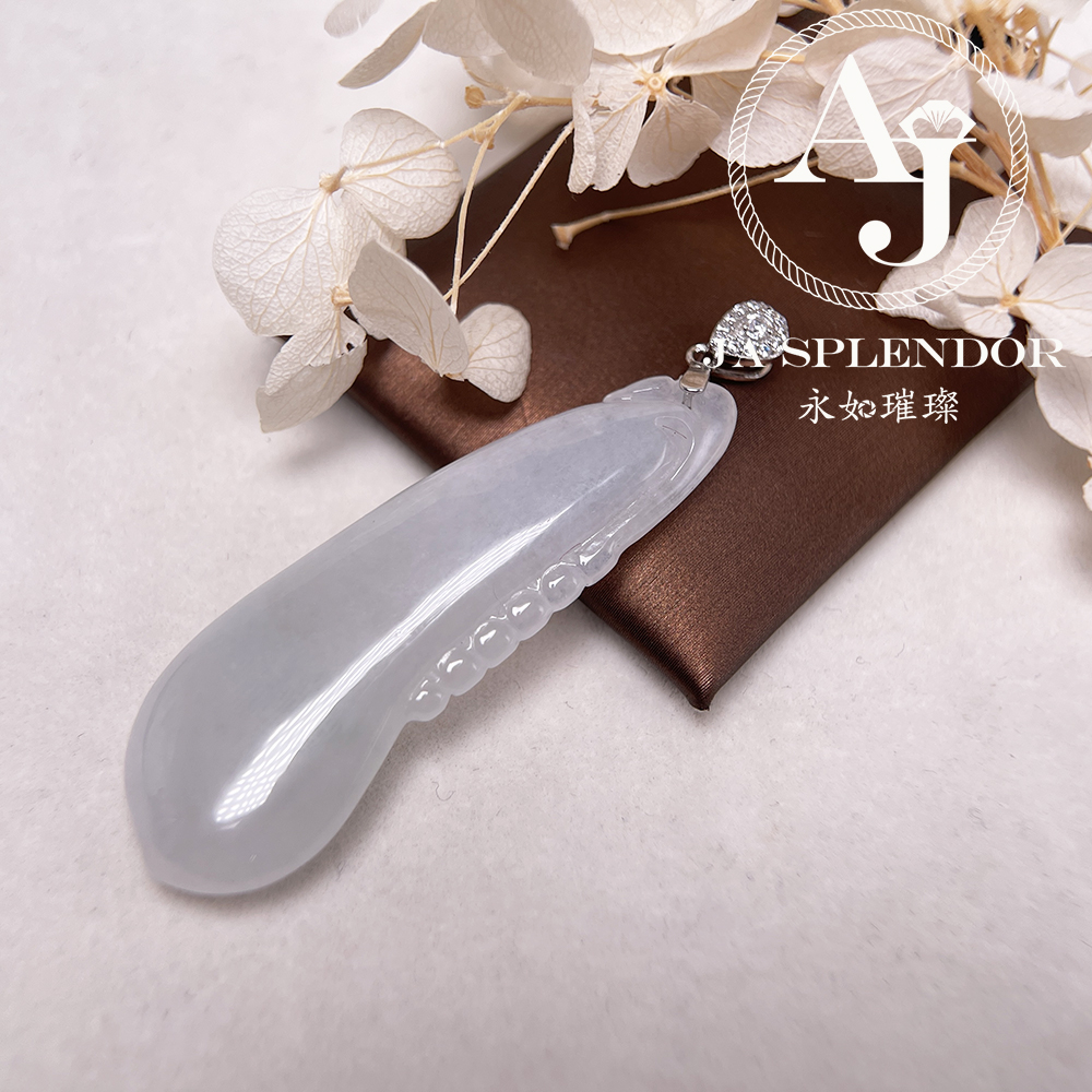 JNS-313 天然翡翠A玉 白冰萬壽果/福瓜吊墜