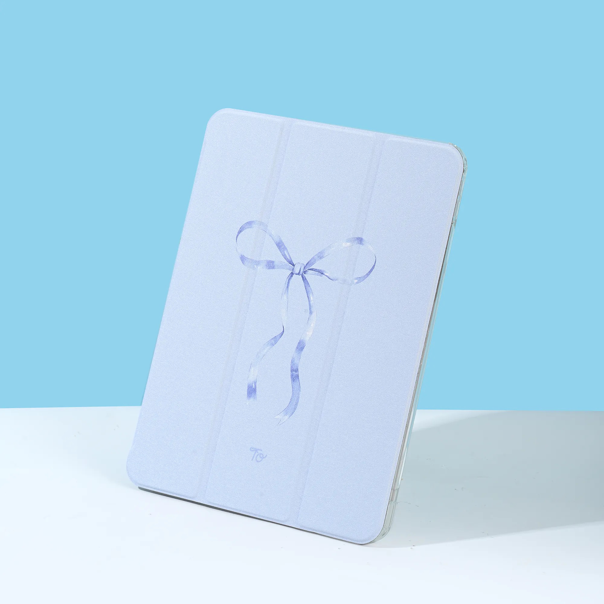 【The Silky Blue Ribbon】透明磨砂書本式 iPad Case