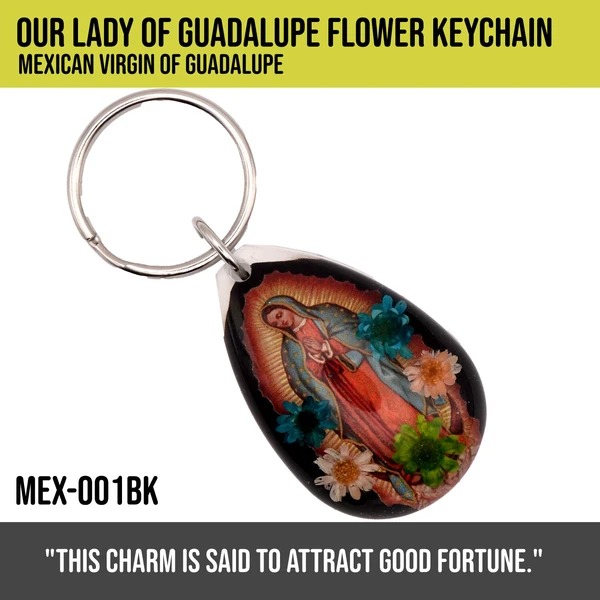 Our Lady of Guadalupe Flower Keychain