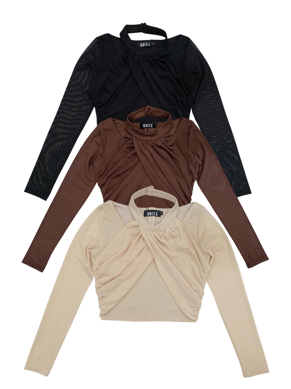 Chic Long Sleeve Halter Blouse Top M218