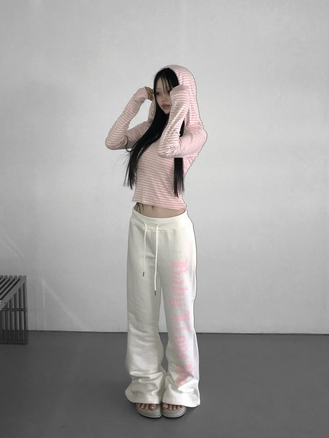 Cotton Gothic Print Flare Sweatpants