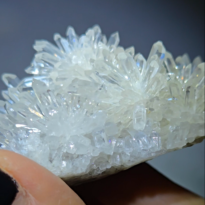 Chrysanthemum needle quartz with floral blooms, rainbows - CQ474