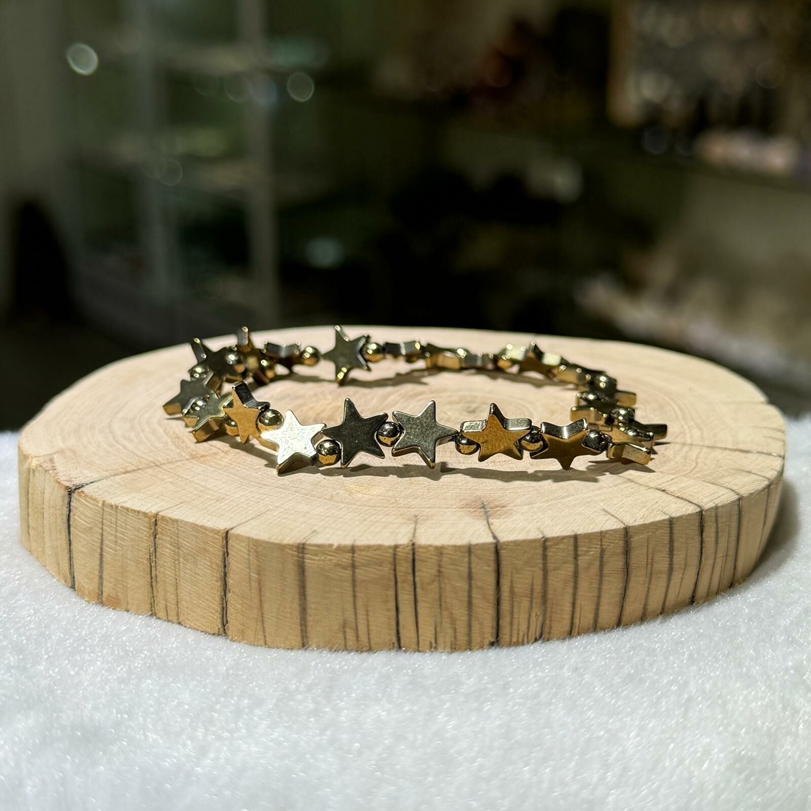 黃銅礦星星手串 8.5 mm +/-