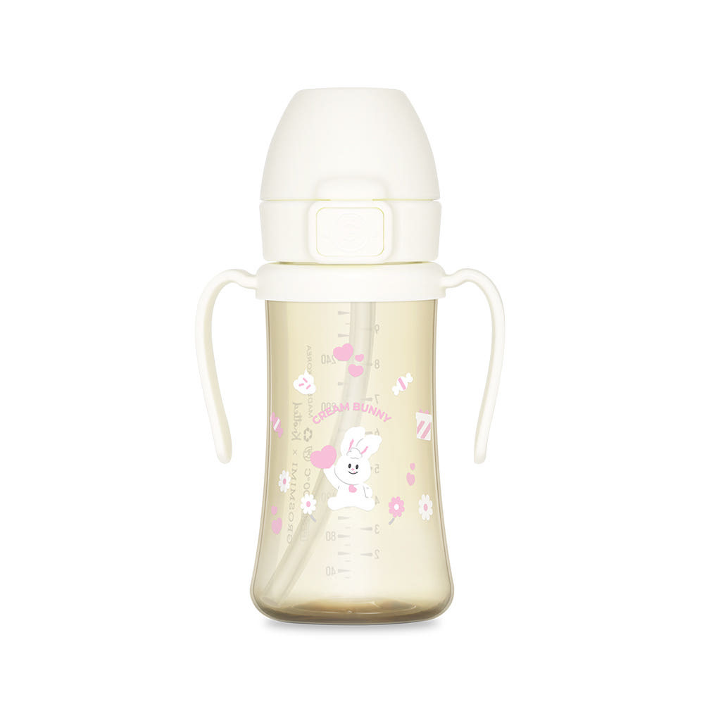 Grosmimi x Knotted  PPSU一觸式無鋼蓋吸管杯- 奶油兔兔